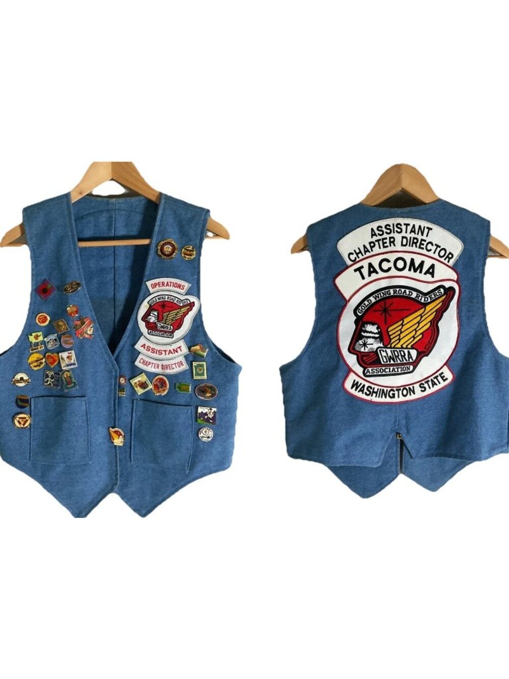 Vintage Gold Wing Road Riders Association GWRRA Denim Vest Tacoma WA Motorcycle